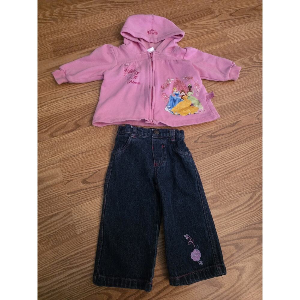 Disney Princess Zip Up Hooded Jacket & Pants Set Size 12 Months
